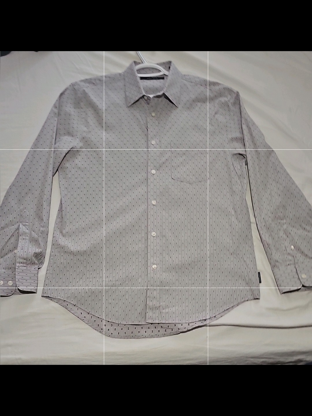 Perry Ellis Light Gray Micro-Pattern Dress Shirt